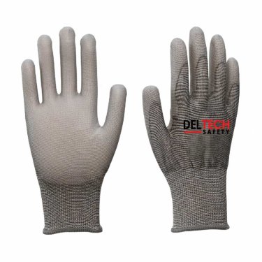 PU Coated Cut Resistant Safety Gloves Salt and Pepper Color Manufacturers, Suppliers in India